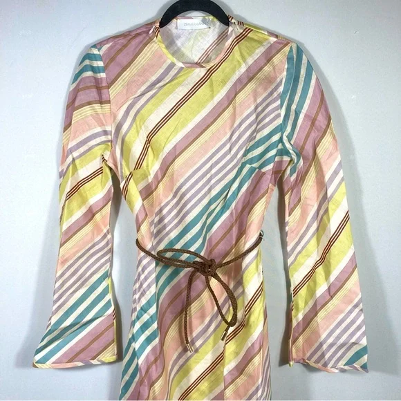 *SOLD* Zimmermann Halliday Stripe Bias Cut Long Sleeve Linen Maxi Dress US 8 NWT - Picture 9 of 15